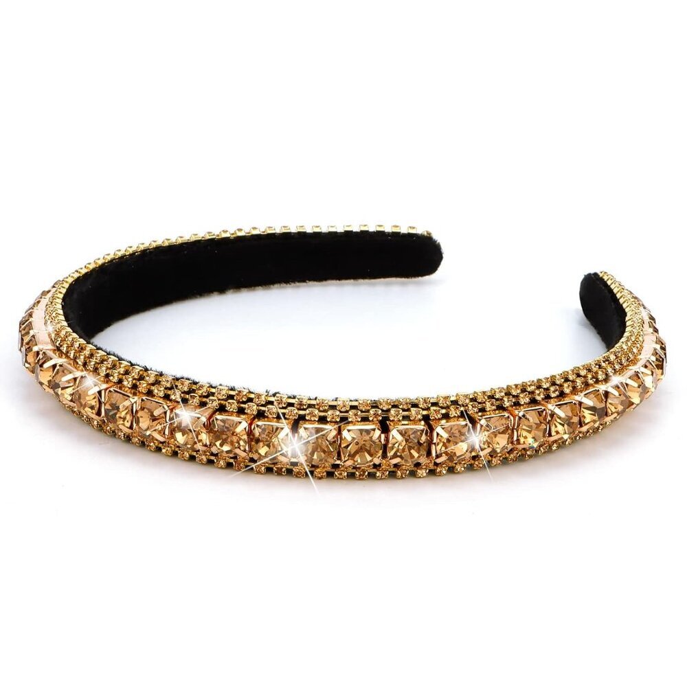 Coffee Rhinestone Headband - Shine Bright Like a Diamond - Perfect for Weddings,